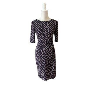Connected Apparel Geometric Print Dress Size 6 Polyester Spandex